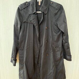 Massimo Dutti Black Cotton Trench Coat – Size M
